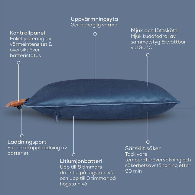 Bezdrátová vyhřívací podložka – obsidiánově modrá, komfortní design