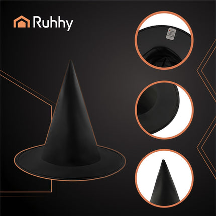 Witch Hat, Black Polyester, Universal Size, Halloween