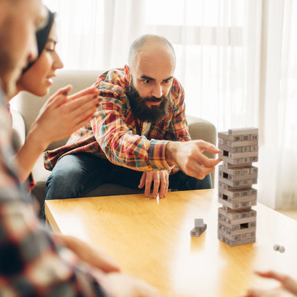 Wobble tower in wood with numbers