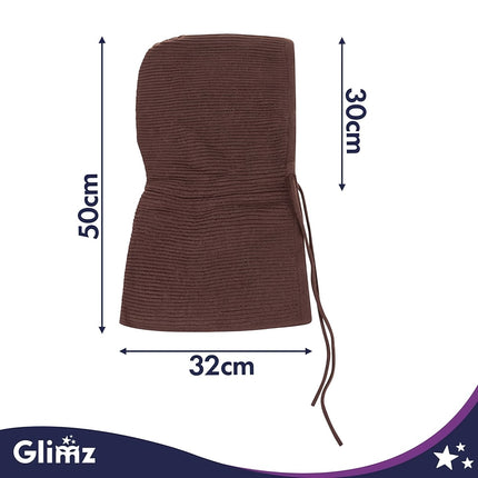 Women's 3-in-1 Balaclava Hood with 30% Wool, Ribbed Knit, Brown