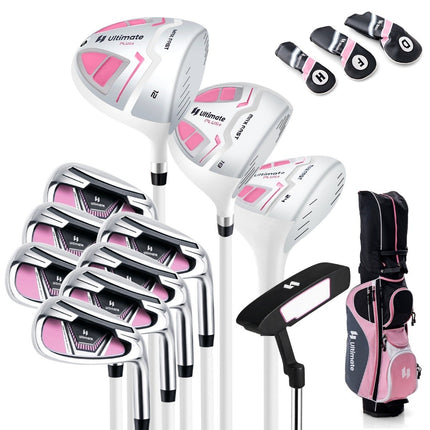 Dámská golfová sada 11 ks, pro praváky s pláštěnkou, růžová
