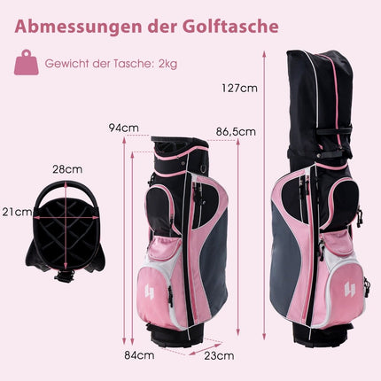 Dámská golfová sada 11 ks, pro praváky s pláštěnkou, růžová