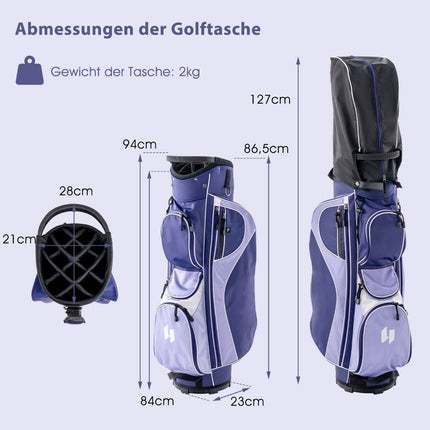 Dámská golfová sada 11 ks, pro praváky s pláštěnkou, fialová