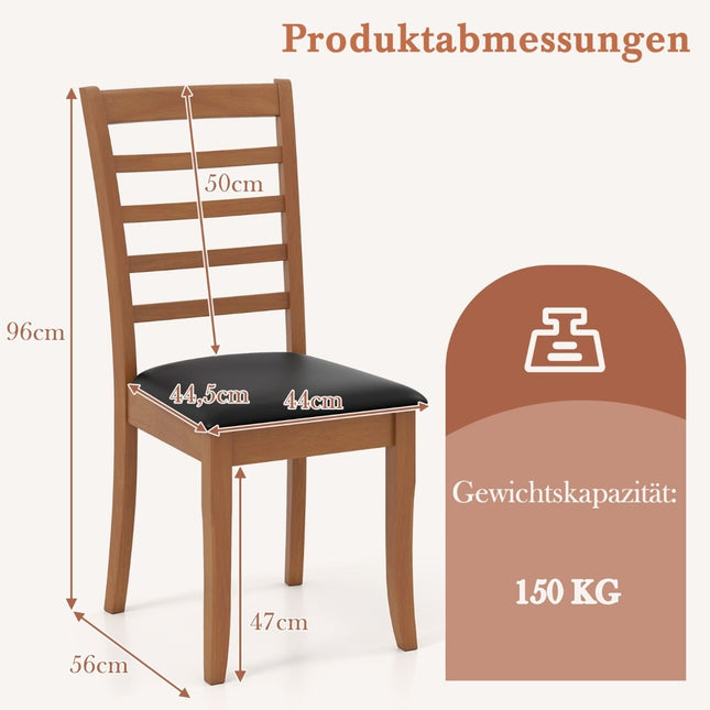 Dřevěná jídelní židle, sada 2 ks, černá, kaučukovníkové nohy
