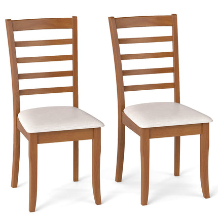 Dřevěná jídelní židle, sada 2 ks, ergonomická, béžová, kaučukovník