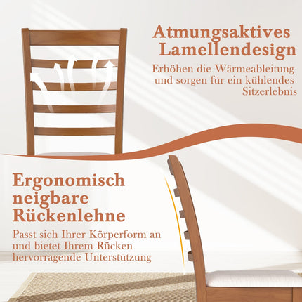 Dřevěná jídelní židle, sada 2 ks, ergonomická, béžová, kaučukovník