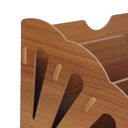Wood-Effect Letter Tray, 5 Slots – Dark Brown MDF