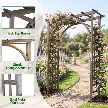 Wood Garden Arch Trellis 85" Tall for Climbing Plants