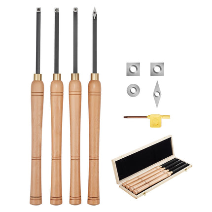 Wood Lathe Turning Tool Set, 4-Piece Carbide Insert Kit