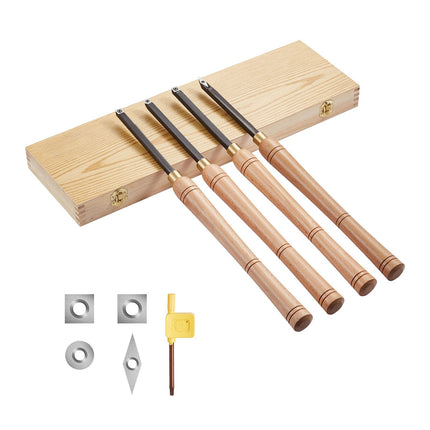Wood Lathe Turning Tool Set, 4-Piece Carbide Insert Kit