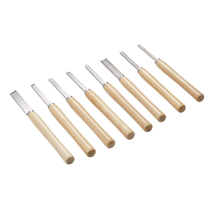 Wood Lathe Turning Tool Set, 8-Piece Carbon Steel, With Oxford Bag