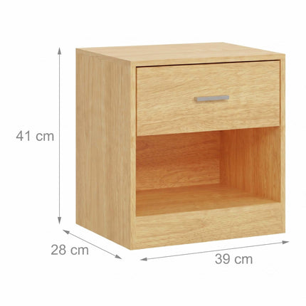 Wood-Look Bedside Table with Drawer, 2-Pack MDF