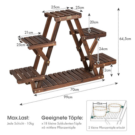 Wood Plant Stand, 6-Tier Triangle Shelf, 99x25x64.5 cm