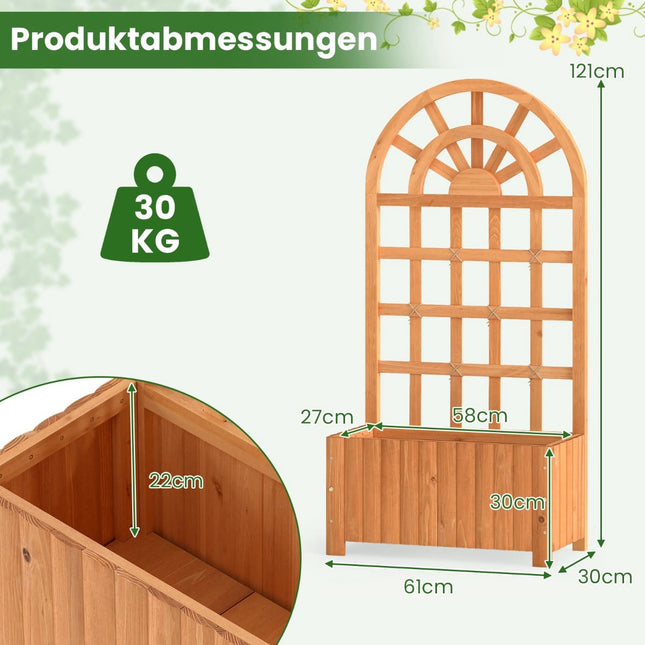 Dřevěný truhlík s treláží a drenáží pro popínavé rostliny