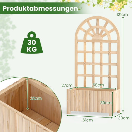 Dřevěný truhlík s treláží pro popínavé rostliny