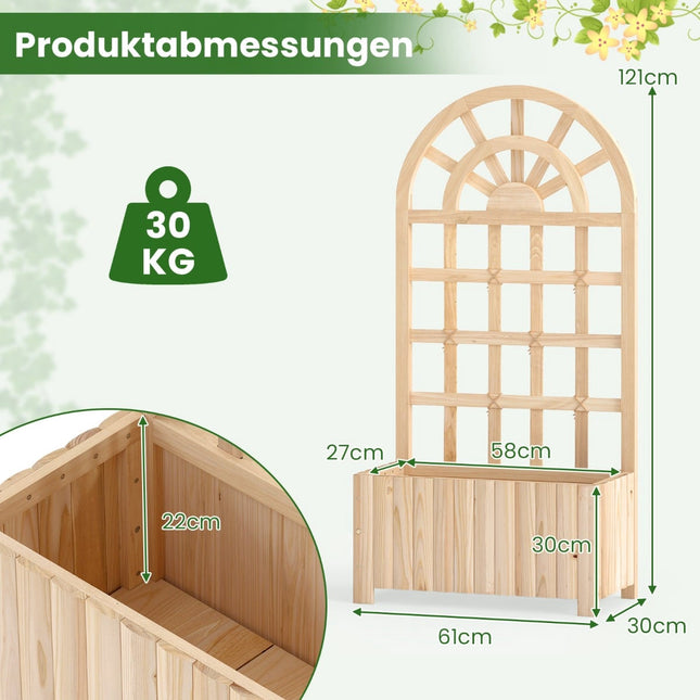 Dřevěný truhlík s treláží pro popínavé rostliny