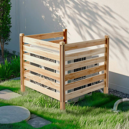 Wood Privacy Fence Screen 36x36, 3-Panel, Metal Stakes