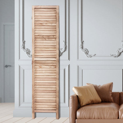 Wood Room Divider, 4-Panel Folding Louvered Screen, 66.9 in