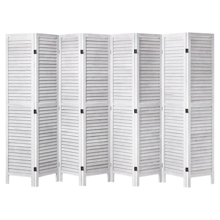 Wood Room Divider, 8-Panel Folding Louvered Screen 66.9in
