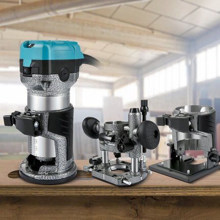Wood Router 710W, Fixed-Plunge-Tilt Bases, 3 Collets