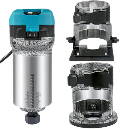 Wood Router 710W, Fixed-Plunge-Tilt Bases, 3 Collets