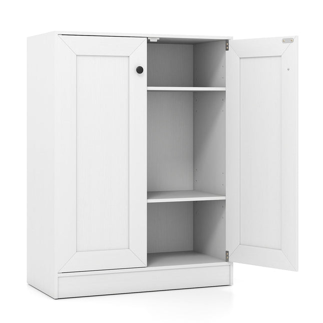 Dřevěná komoda s nastavitelnými policemi – bílá, 60x30x80 cm