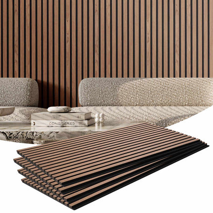 Wood Slat Acoustic Wall Panels, 23.6x47.2 in, 4-Pack