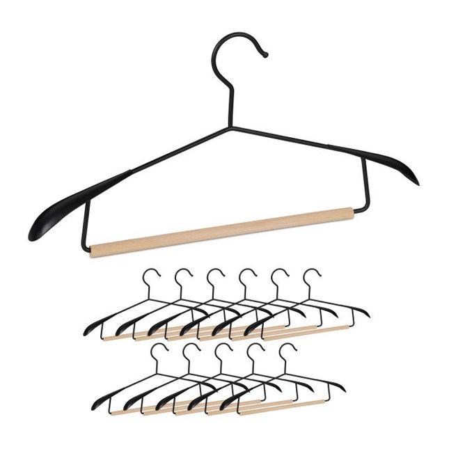 Hangers van hout en metaal - set van 12