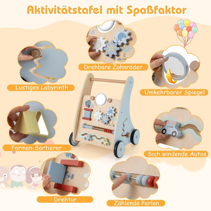 Dřevěné dětské chodítko s aktivním centrem – Montessori učení