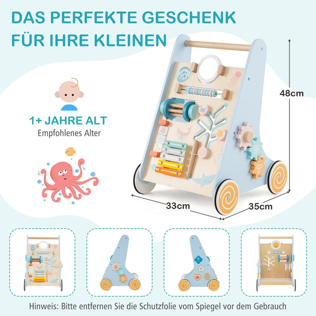 Houten loopwagen met wielen - Montessori educatief speelgoed