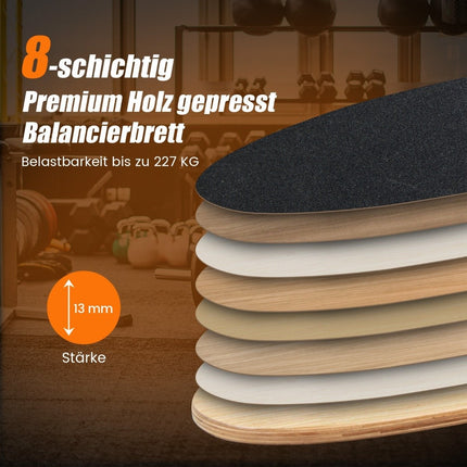 Wooden Balance Board Wobble Board with Wheel & Blanket 3-in-1 Balance Board Kit Black