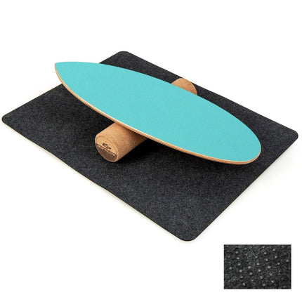 Dřevěná balanční deska, wobble board s válcem a dekou, balanční sada 3 v 1 modrá