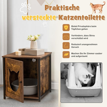 Katzenklo-Versteck mit Tür aus Holz – Katzenklo-Schrank