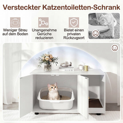 Wooden Cat Litter Box Enclosure with Scratching Board