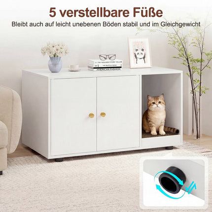 Wooden Cat Litter Box Enclosure with Scratching Board