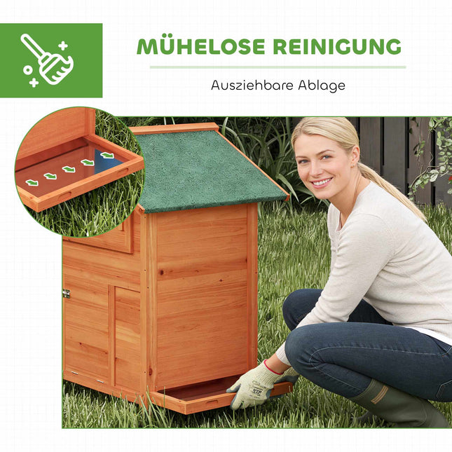 Hühnerstall aus Holz mit Legenest, Sitzstangen, wasserdichtem Dach