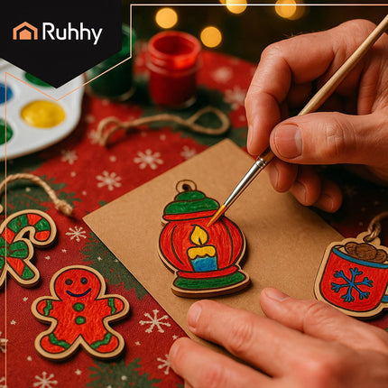 Wooden Christmas Baubles for Painting, 24 Pcs Set