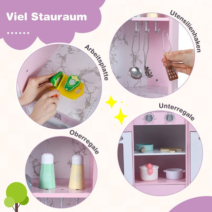 Wooden Corner Play Kitchen with Light, Sound & Accessories