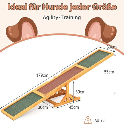 Dřevěná agility houpačka pro psy, protiskluzová, nosnost 60kg