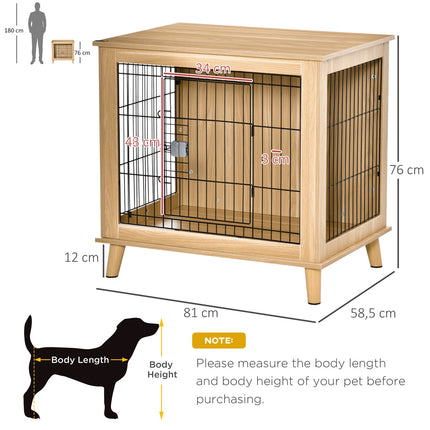 Dřevěný box pro psy se stolní deskou, přírodní povrch, 81x58.5x76 cm