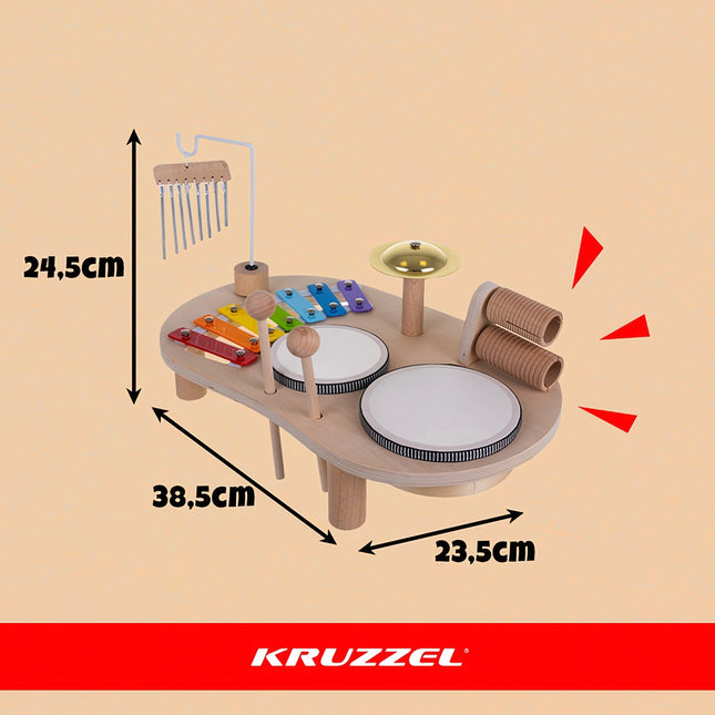 Wooden Educational Drum Table for Toddlers – Montessori Toy
