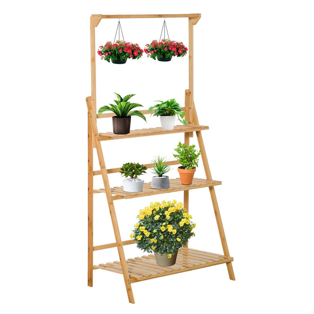 Verstellbares Bambus-Pflanzregal – Blumenregal für drinnen und draußen