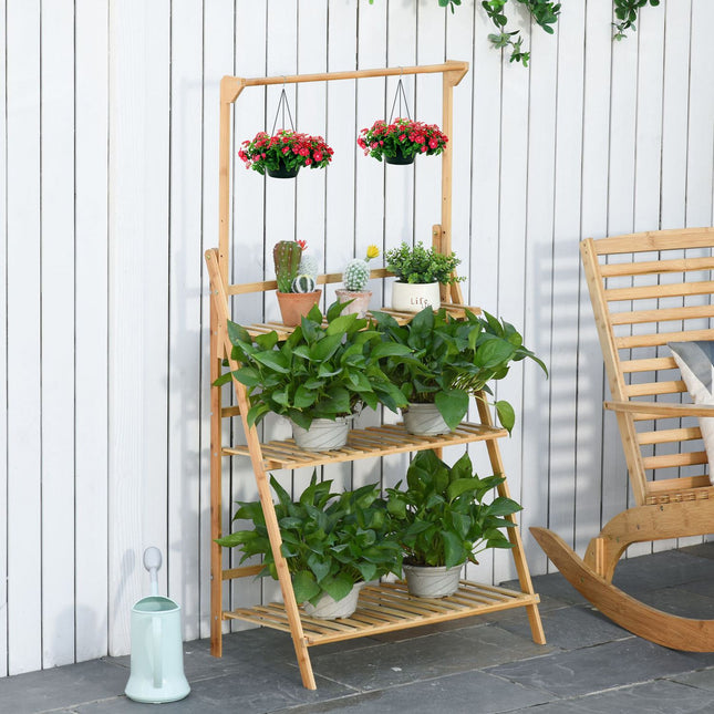 Verstellbares Bambus-Pflanzregal – Blumenregal für drinnen und draußen