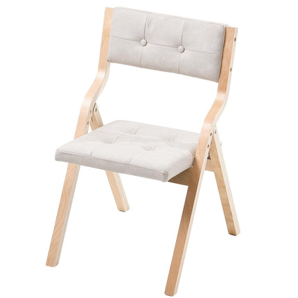 Wooden Folding Chairs, Cushioned, Set of 2, Beige