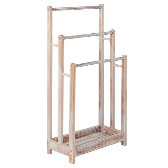 Holz-Handtuchhalter freistehend mit 3 Stangen & Ablage