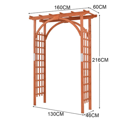 Dřevěný zahradní oblouk pergola, jedlové dřevo, 160x60x215 cm