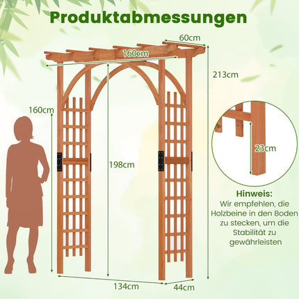 Wooden Garden Arch for Climbing Plants, 213 cm Tall