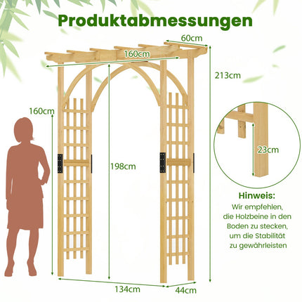 Dřevěný zahradní oblouk pro popínavé rostliny, výška 213 cm