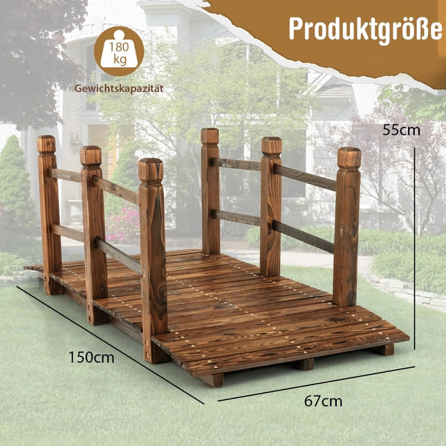 Dřevěný zahradní můstek, 150cm, smrk, odolný proti povětrnosti