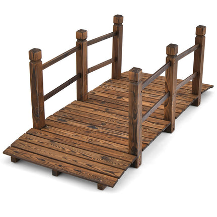 Dřevěný zahradní můstek, 5 ft, bezpečnostní zábradlí, jedlové dřevo